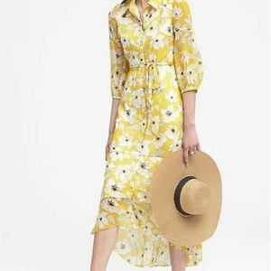 Yellow floral dress from banana republic.